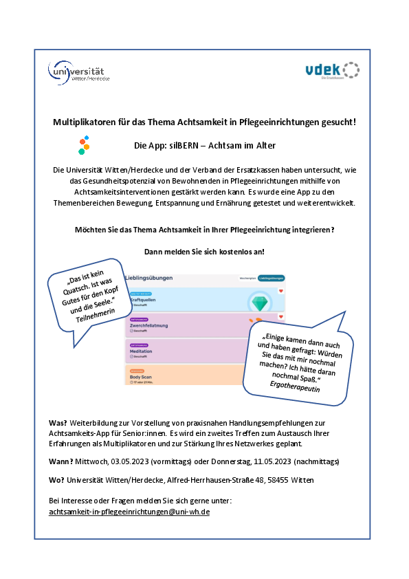 Multiplier training happiness and mindfulness in care facilities Universität Witten