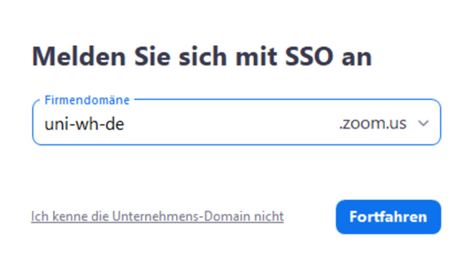 Screenshot Enter "uni-wh-en" here and select "Continue".