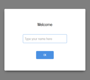Screenshot "Welcome" - Namenseingabe vor Eintritt in Konferenzraum