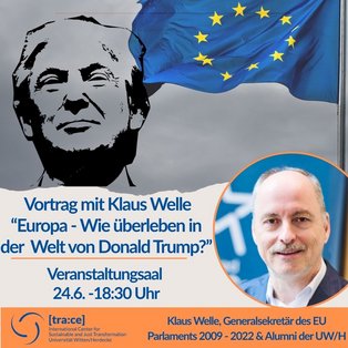 Symbolic image of the European flag and Donald Trump