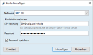 Screenshot Jitsi SIP identifier