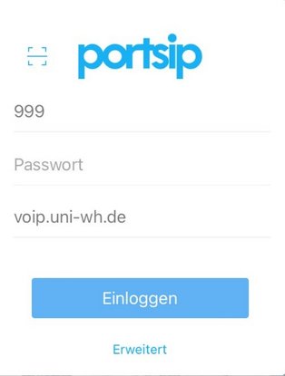 Screenshot Port SIP portSIP Anmeldemaske (Screenshot)