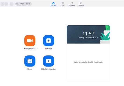 Screenshot After you agree to submit the data, the client opens and you can join, schedule, or set up your own meetings