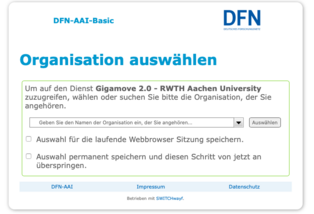 (Screenshot) Organization selection" screenshot