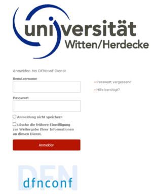 Screenshot UW/H Login Page