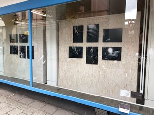 Art exhibition from the outside (shop window)