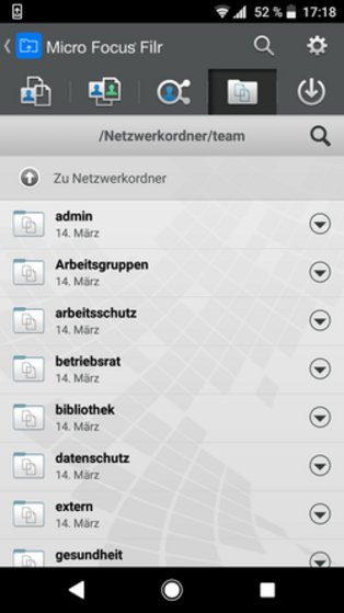 Screenshot Android Gerät