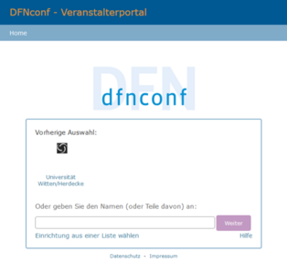 Screenshot Seite des DFNconf Services