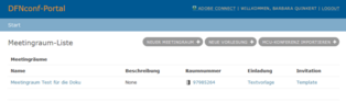 Screenshot DFNconf-Portal
